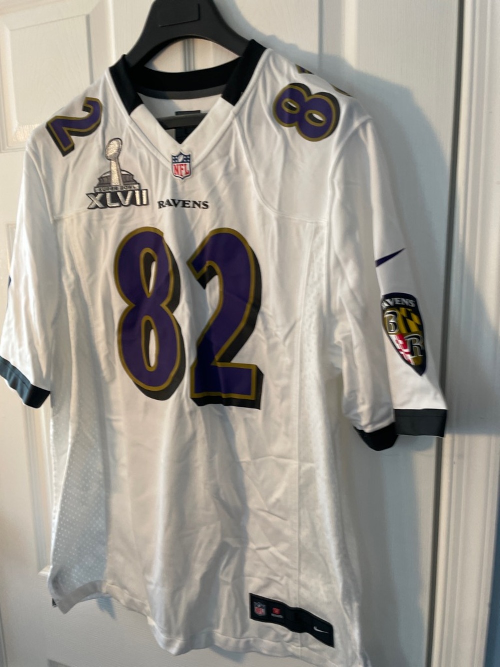 NFL White Jersey with Black and Red NFL/Nike Patches